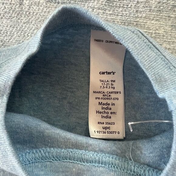 NWOT! Carter's Blue Felt Excavator Long Sleeve Body Suit 9 Months - Picture 5 of 5